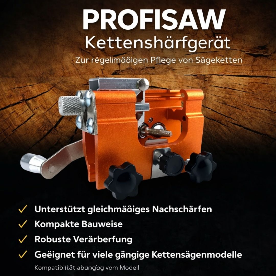 ProfiSaw Kettenschärfer - Kompaktes Schärfwerkzeug für viele Kettensägen