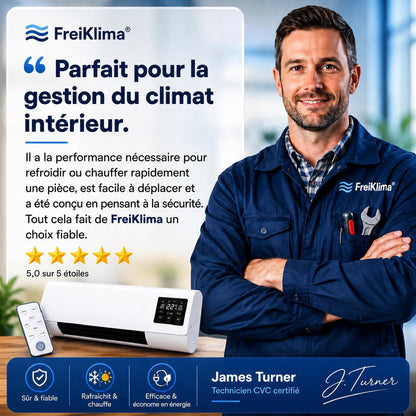 FreiKlima Pro – Climatiseur portable 2-en-1 avec chauffage | Sans installation | Jusqu’à 51 m²