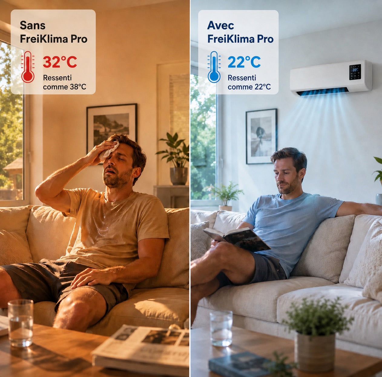 FreiKlima Pro – Climatiseur portable 2-en-1 avec chauffage | Sans installation | Jusqu’à 51 m²