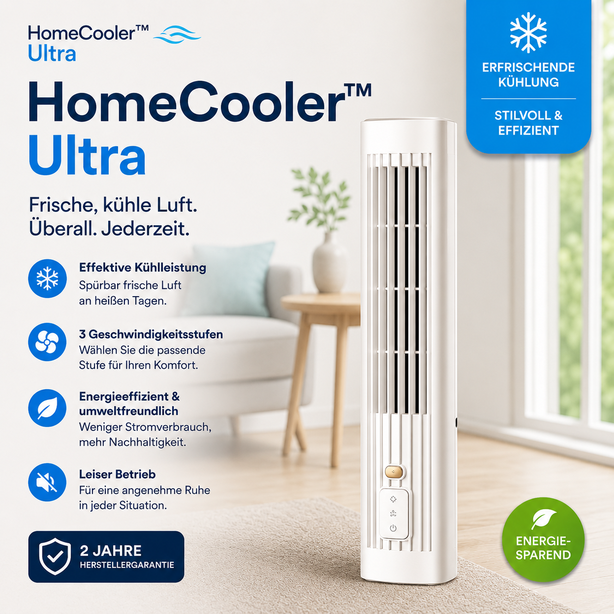 HomeCooler™ Ultra - Mobile Klimaanlage – Keine Installation nötig | Kühlt sofort mit einem Druck