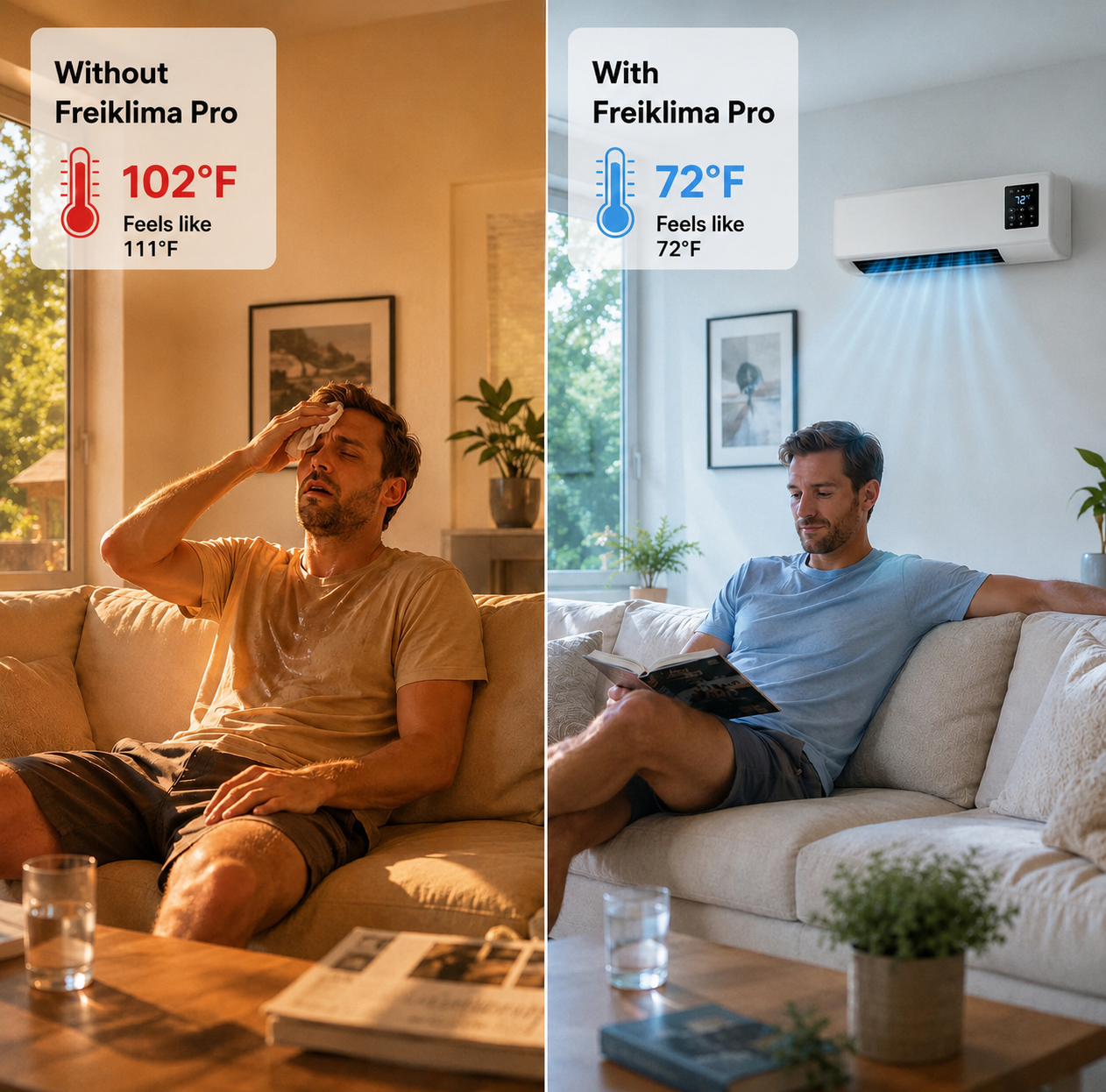 FreiKlima Pro – Portable Cooling & Heating Unit | No Installation Required | 2-in-1 Comfort for Rooms up to 550 sq ft